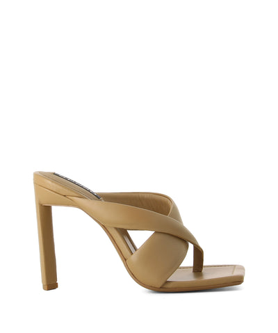 Crossover pillowed leather strappy sandals by Senso.