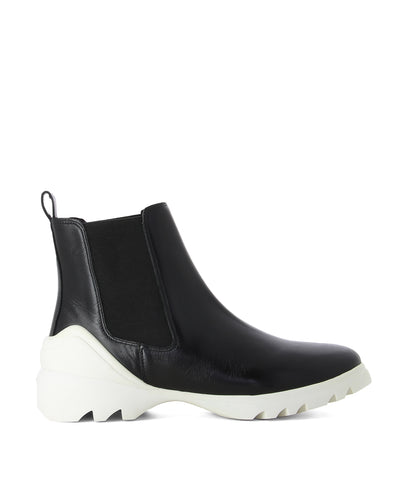 Black Leather Sneaker Style Ankle Boots By Sempre Di.