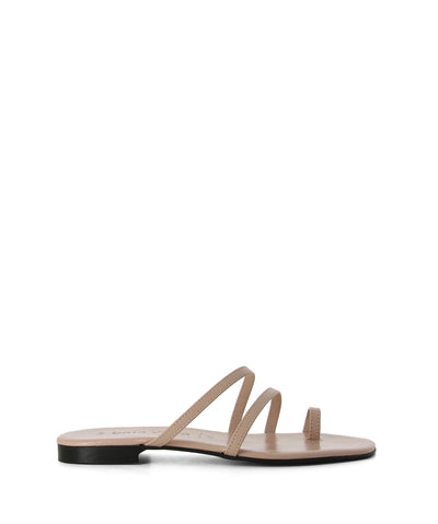 Pink leather Italian made strappy sandals featuring a toe loop and round toes by 2 Baia Vista. 
