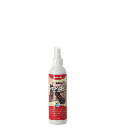 An eco friendly waterproofer that protects fabric, leather, suede and nubuck from water, oil and based stains