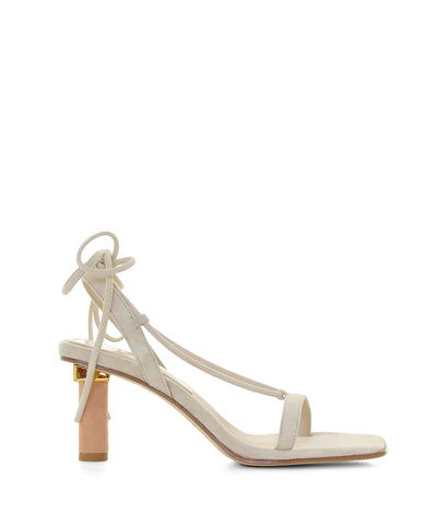 Suede wrap style strappy sandals with gold hardware detail by 2 Baia Vista.